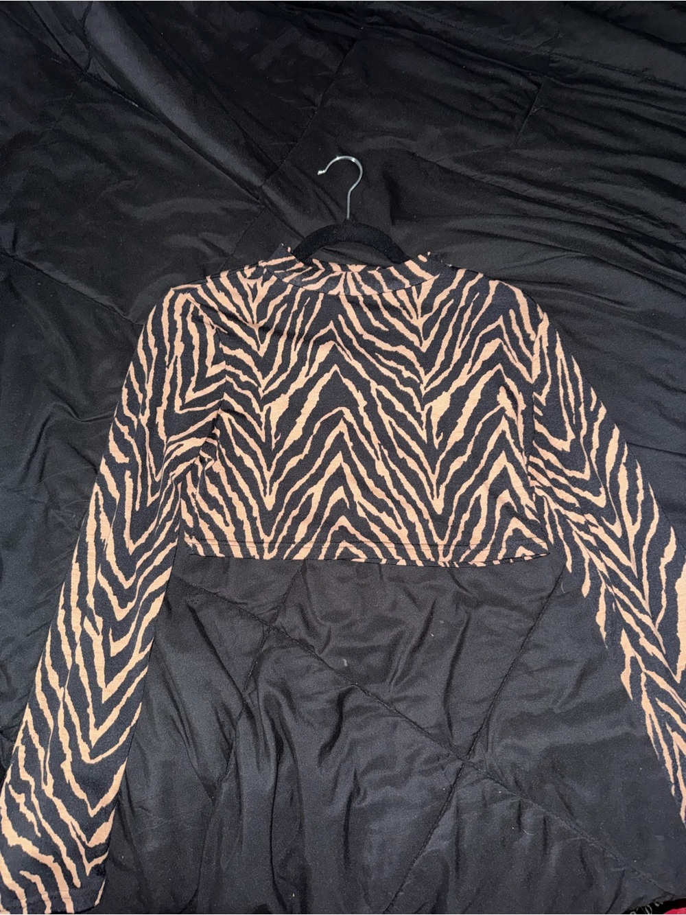Black and Tan Zebra Print Cropped Top